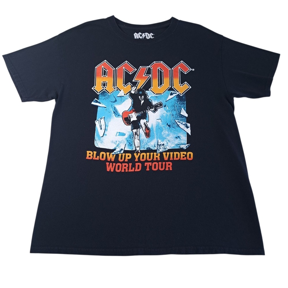 ACDC Unisex T-Shirt Black Size L Short-Sleeve Graphic Print 100% Cotton